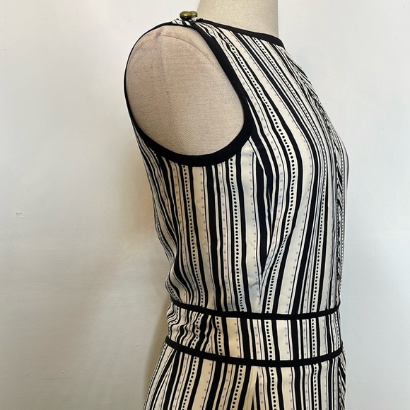 Tory Burch White Purple stripes Polka Dots Sleeveless A Line V-neck Dress 2 - Picture 7 of 16